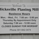 hicksville planing mill sign